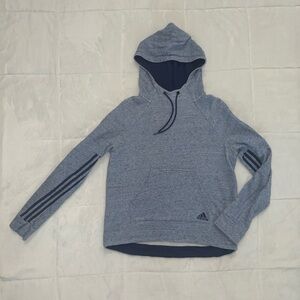 Adidas Heather Blue Hoodie with Navy Accents